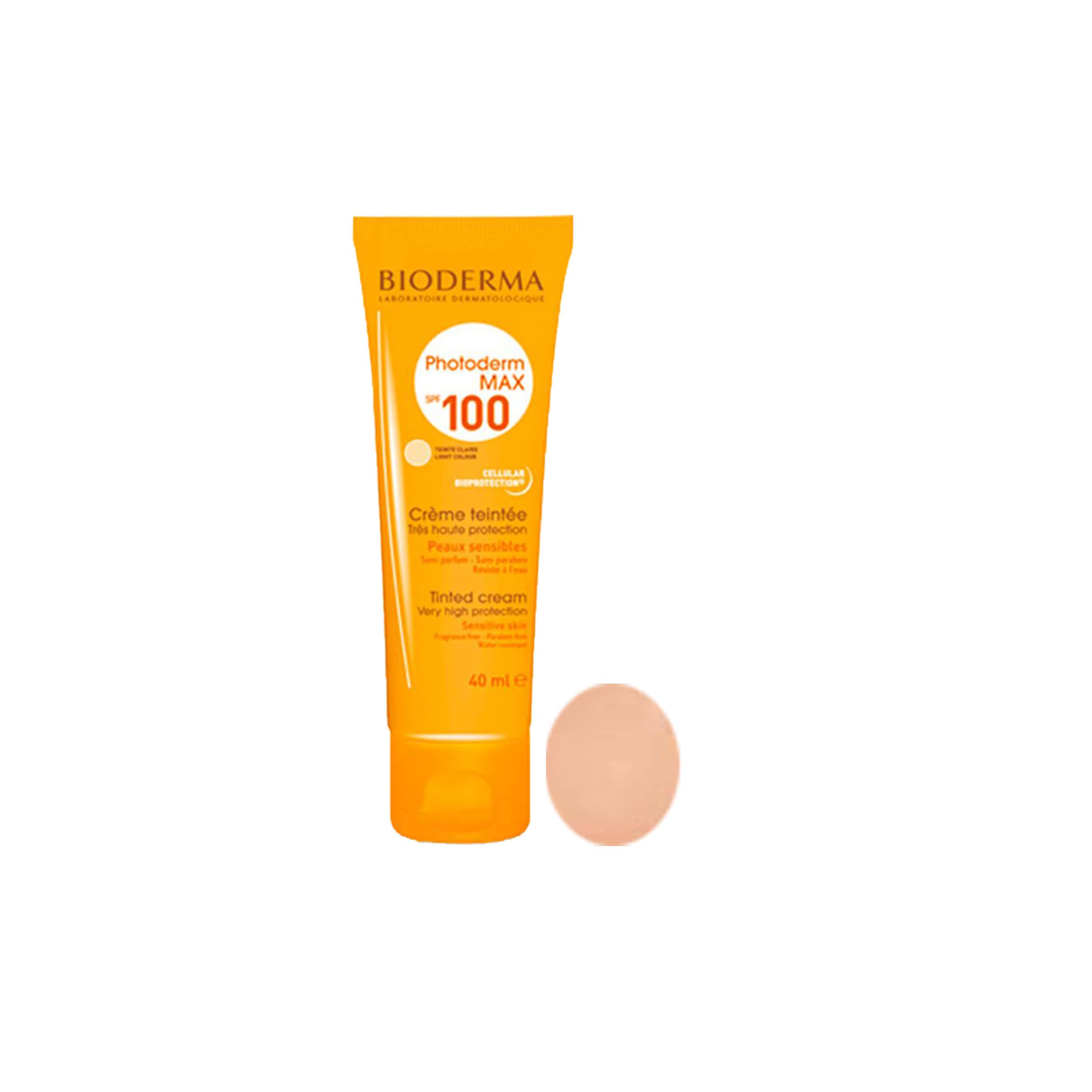 کرم ضد آفتاب رنگی بیودرما SPF100 مدل Potoderm MAX محافظ UVA ،UVB، مرطوب‌کننده، مناسب پوست حساس حجم 40 میلی‌لیتر