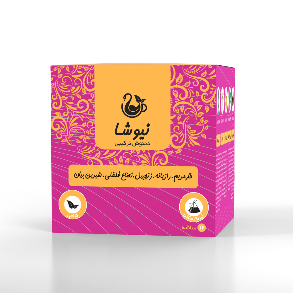 دمنوش خارمریم،رازیانه،زنجبیل، نعناع‌فلفلی،شیرین‌بیان نیوشا (12ساشه)